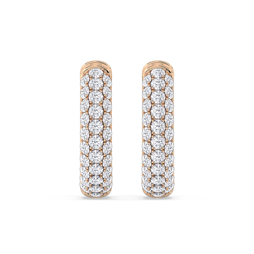 Elegance Round Dome Huggies with 14KT Rose Gold / Lab / 3/4 Cut Diamond in 14KT Rose Gold / Lab / 3/4 view 4
