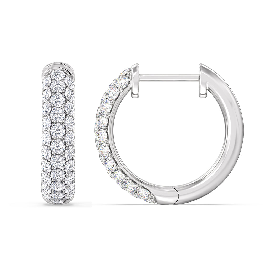 Elegance Round Dome Huggies with 14KT White Gold / Lab / 3/4 Cut Diamond in 14KT White Gold / Lab / 3/4 view 5
