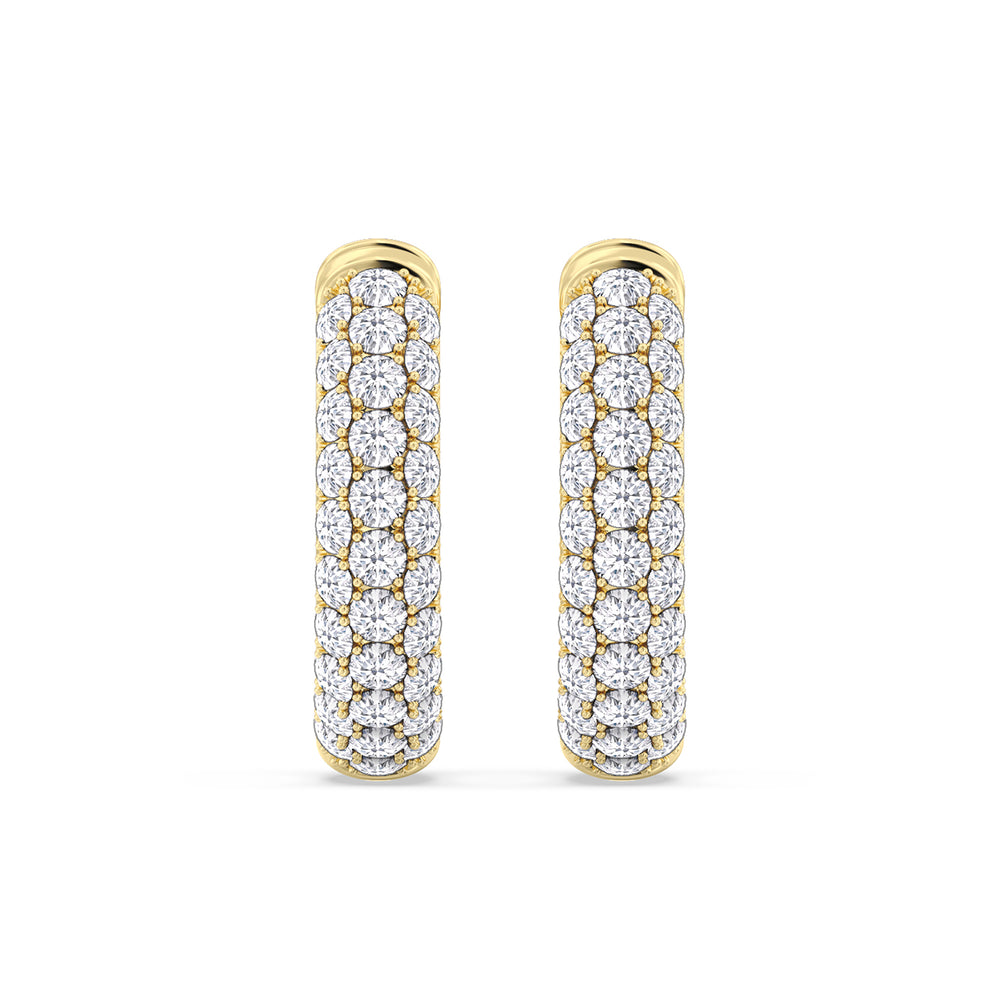 Elegance Round Dome Huggies with 14KT Yellow Gold / Lab / 3/4 Cut Diamond in 14KT Yellow Gold / Lab / 3/4 view 4
