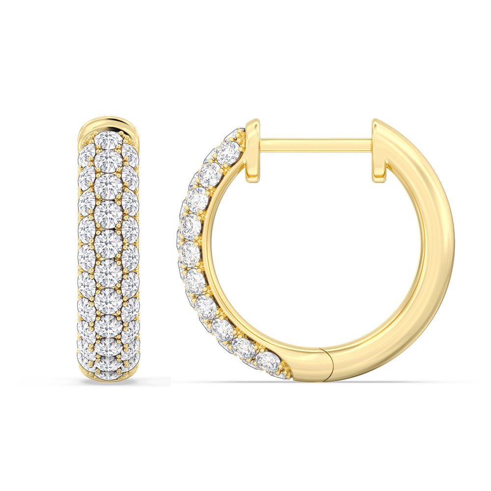 Elegance Round Dome Huggies with 14KT Yellow Gold / Lab / 3/4 Cut Diamond in 14KT Yellow Gold / Lab / 3/4 view 5
