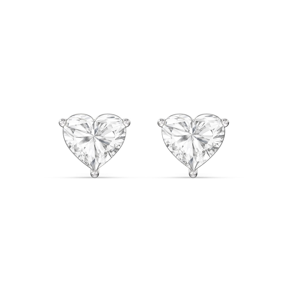 Classic Heart Stud Earrings with 14KT White Gold / Lab / 1 1/2 Cut Diamond in 14KT White Gold / Lab / 1 1/2 view 4
