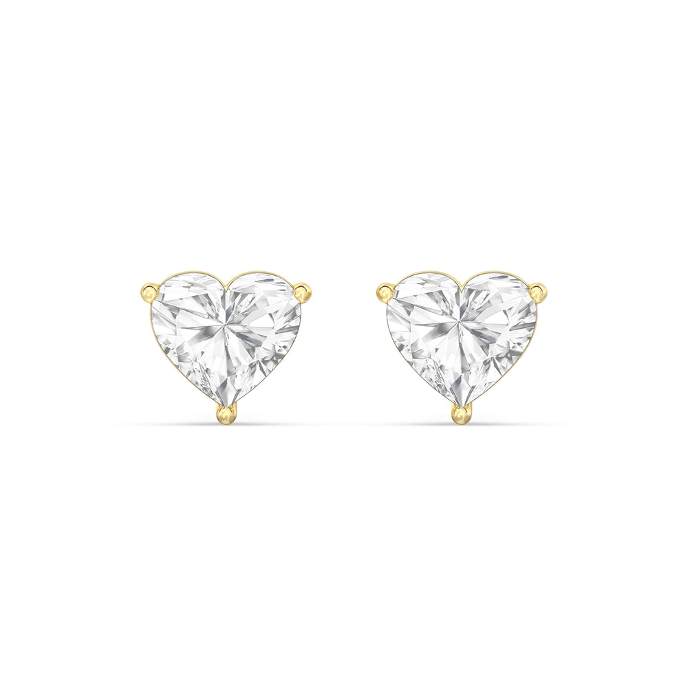 Classic Heart Stud Earrings with 14KT Yellow Gold / Lab / 1 1/2 Cut Diamond in 14KT Yellow Gold / Lab / 1 1/2 view 4
