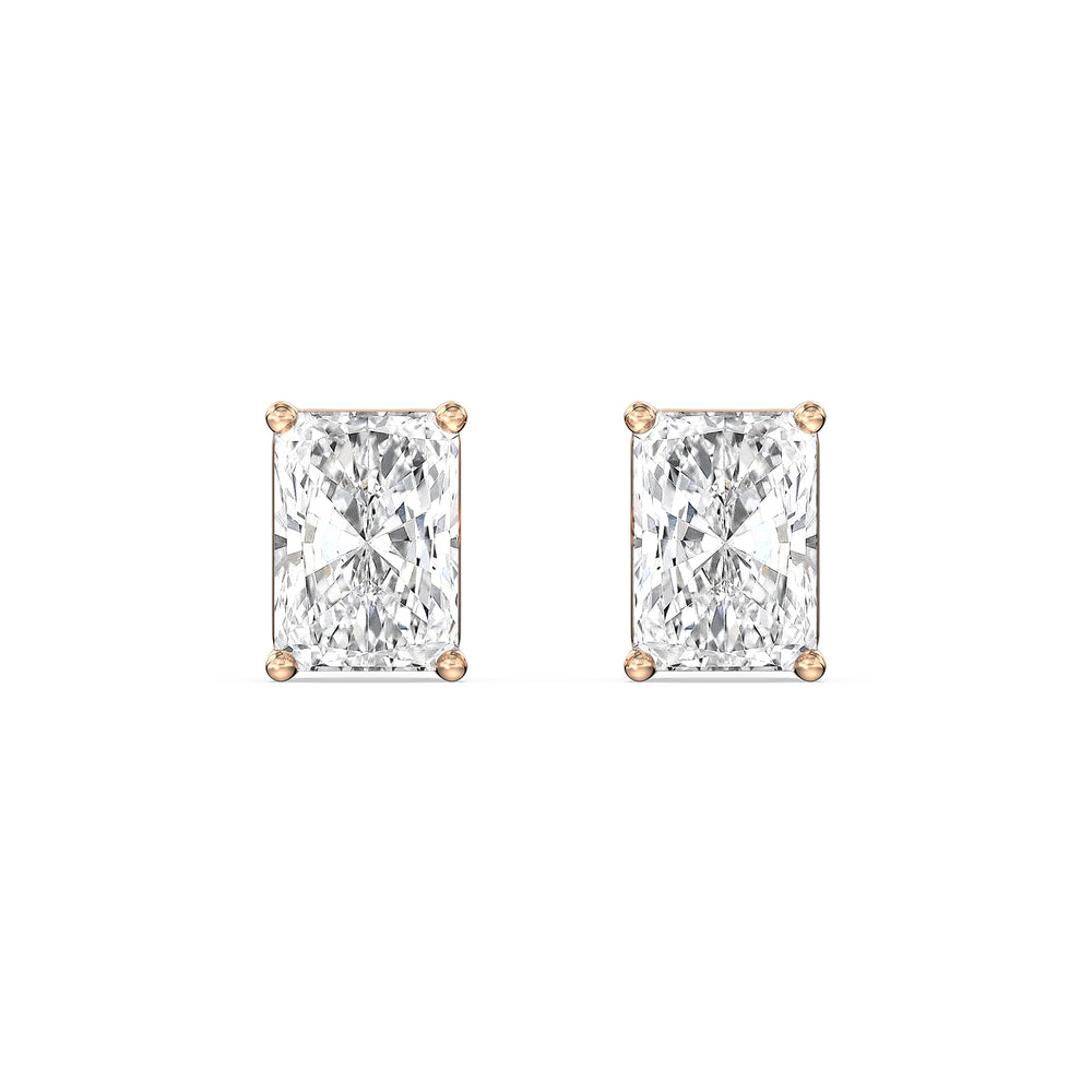 Classic Radiant Stud Earrings with 14KT Rose Gold / Lab / 1 1/2 Cut Diamond in 14KT Rose Gold / Lab / 1 1/2 view 4
