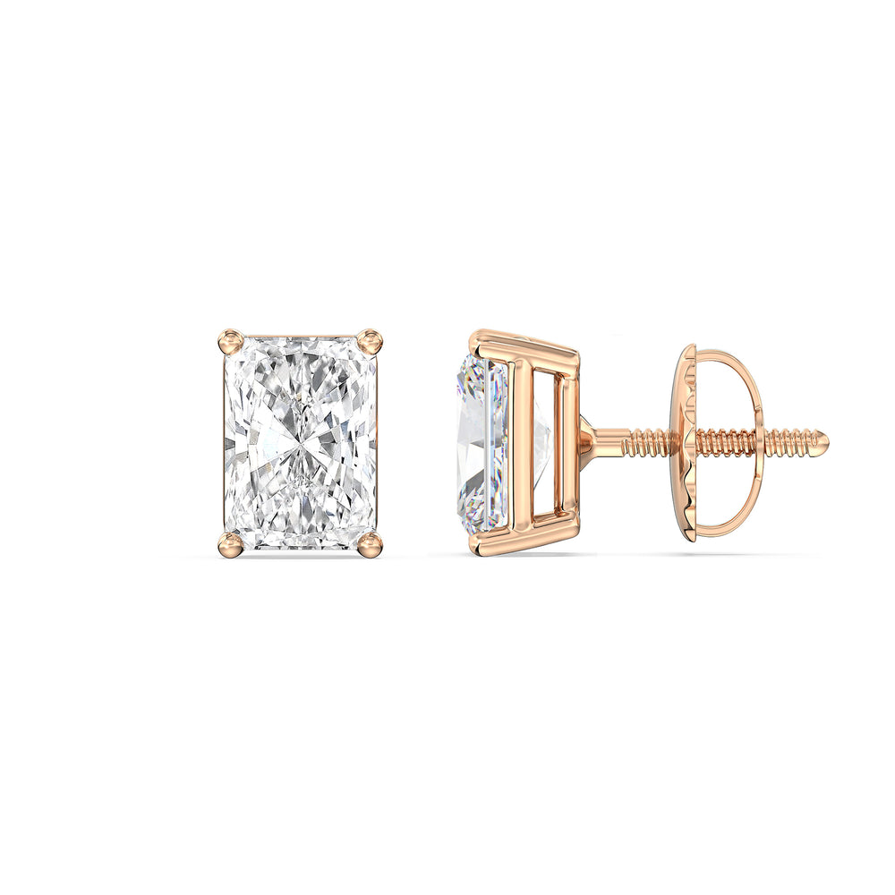 Classic Radiant Stud Earrings with 14KT Rose Gold / Lab / 1 1/2 Cut Diamond in 14KT Rose Gold / Lab / 1 1/2 view 5
