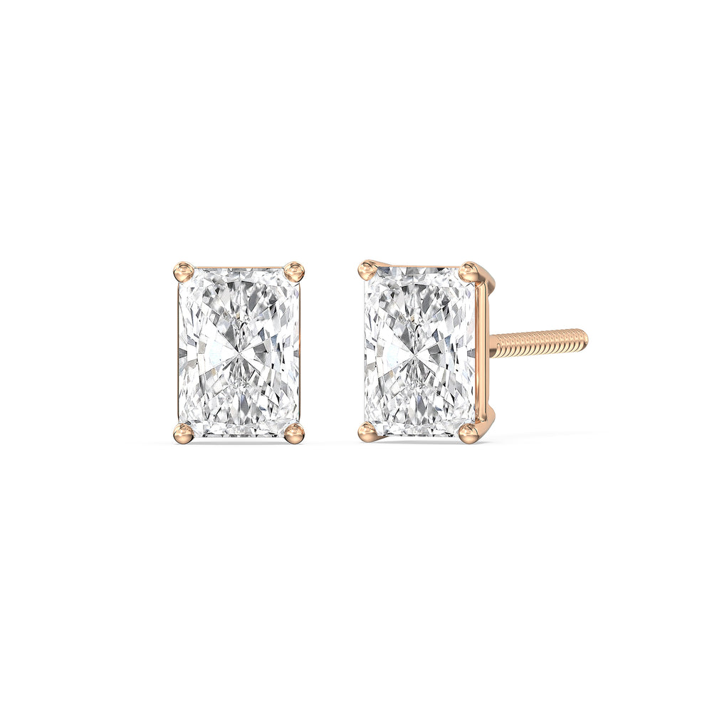 Classic Radiant Stud Earrings with 14KT Rose Gold / Lab / 1 1/2 Cut Diamond in 14KT Rose Gold / Lab / 1 1/2 view 1
