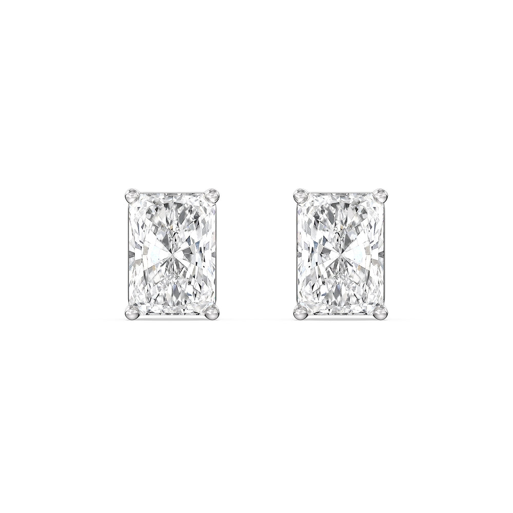 Classic Radiant Stud Earrings with 14KT White Gold / Lab / 1 1/2 Cut Diamond in 14KT White Gold / Lab / 1 1/2 view 4

