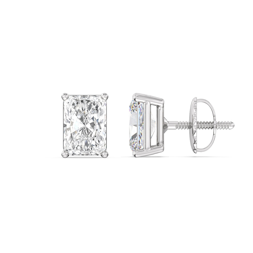 Classic Radiant Stud Earrings with 14KT White Gold / Lab / 1 1/2 Cut Diamond in 14KT White Gold / Lab / 1 1/2 view 5
