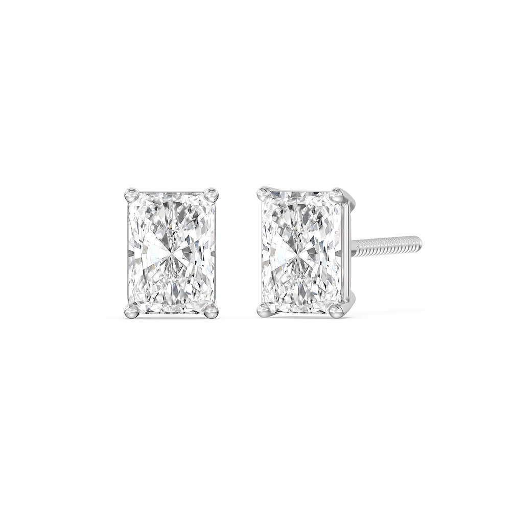 Classic Radiant Stud Earrings with 14KT White Gold / Lab / 1 1/2 Cut Diamond in 14KT White Gold / Lab / 1 1/2 view 1
