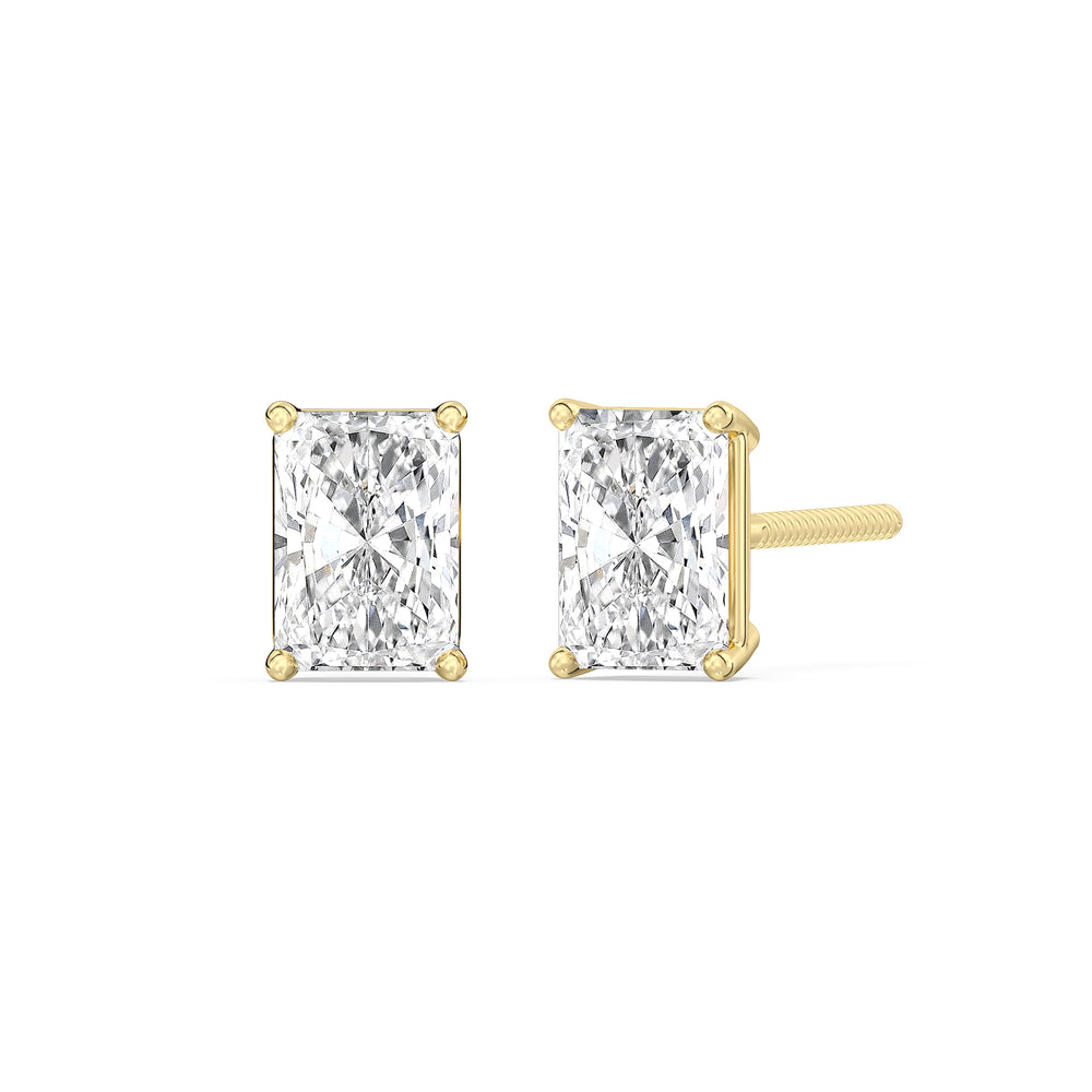 Classic Radiant Stud Earrings with 14KT Yellow Gold / Lab / 1 1/2 Cut Diamond in 14KT Yellow Gold / Lab / 1 1/2 view 1
