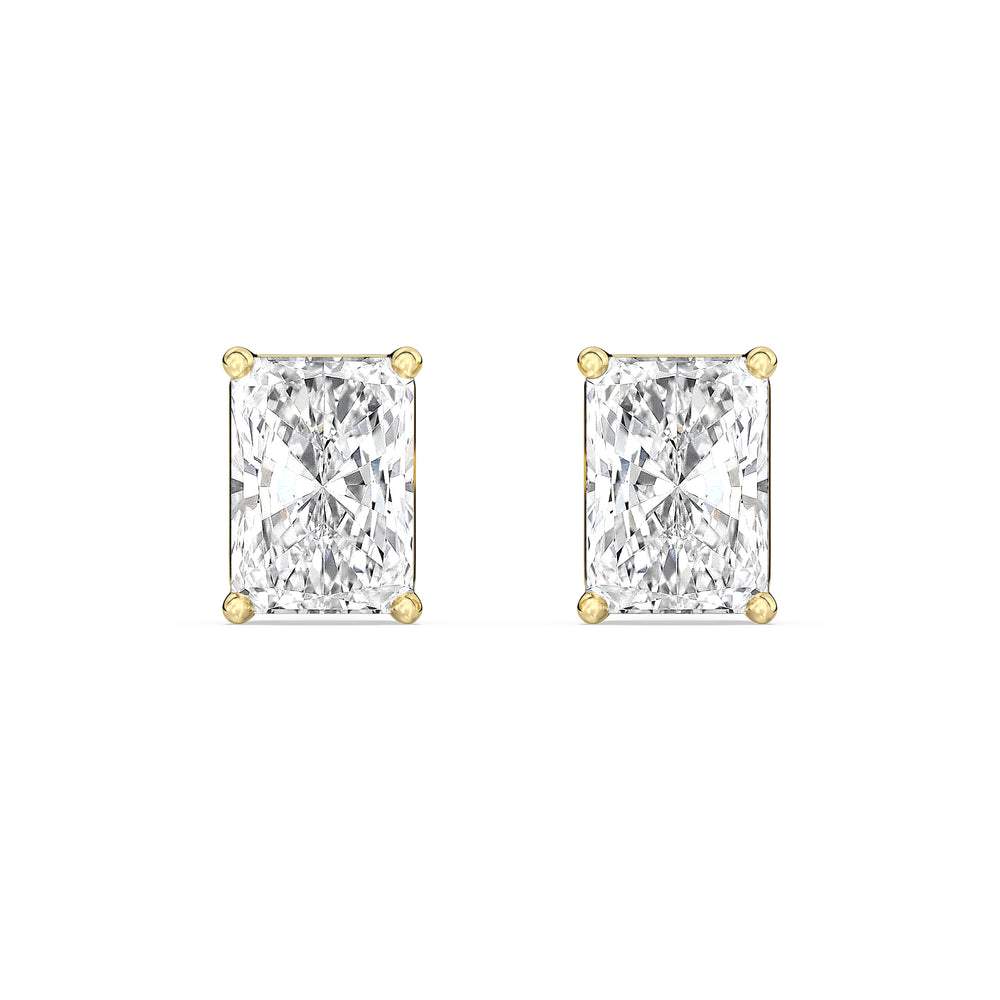 Classic Radiant Stud Earrings with 14KT Yellow Gold / Lab / 2 Cut Diamond in 14KT Yellow Gold / Lab / 2 view 4
