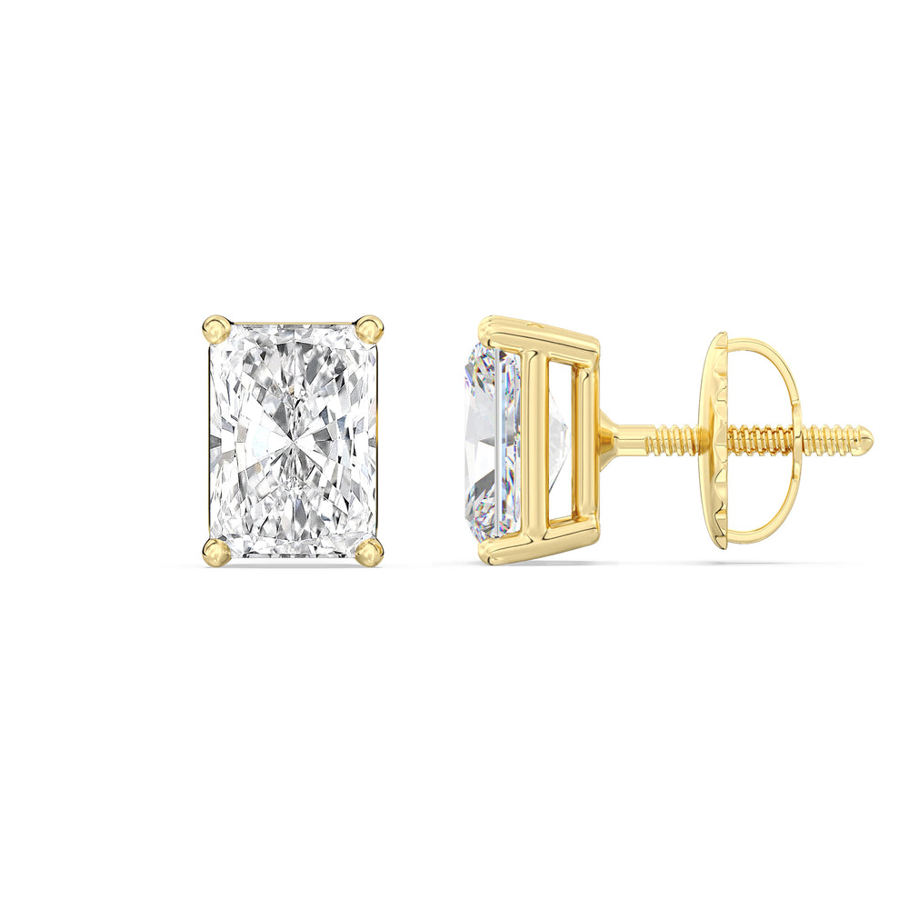 Classic Radiant Stud Earrings with 14KT Yellow Gold / Lab / 2 Cut Diamond in 14KT Yellow Gold / Lab / 2 view 5
