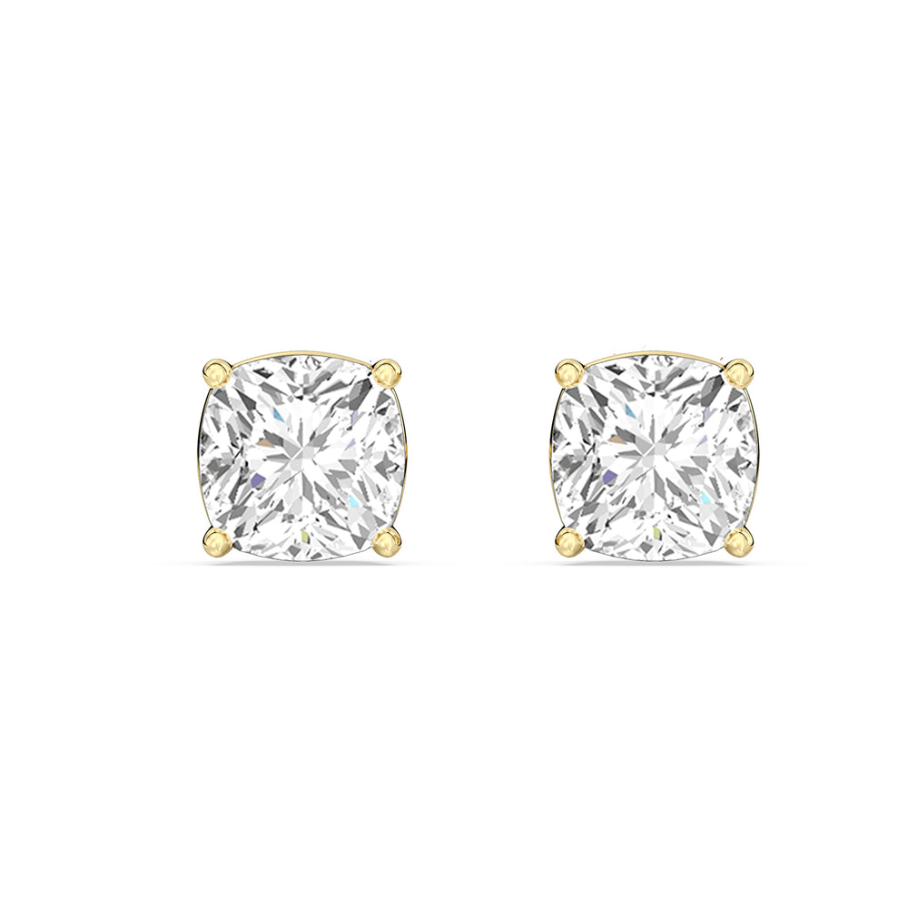 Classic Cushion Stud Earrings with 14KT Yellow Gold / Lab / 1 1/2 Cut Diamond in 14KT Yellow Gold / Lab / 1 1/2 view 4
