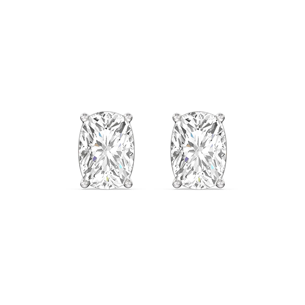 Classic Elongated Cushion Stud Earrings with 14KT White Gold / Lab / 1 1/2 Cut Diamond in 14KT White Gold / Lab / 1 1/2 view 4

