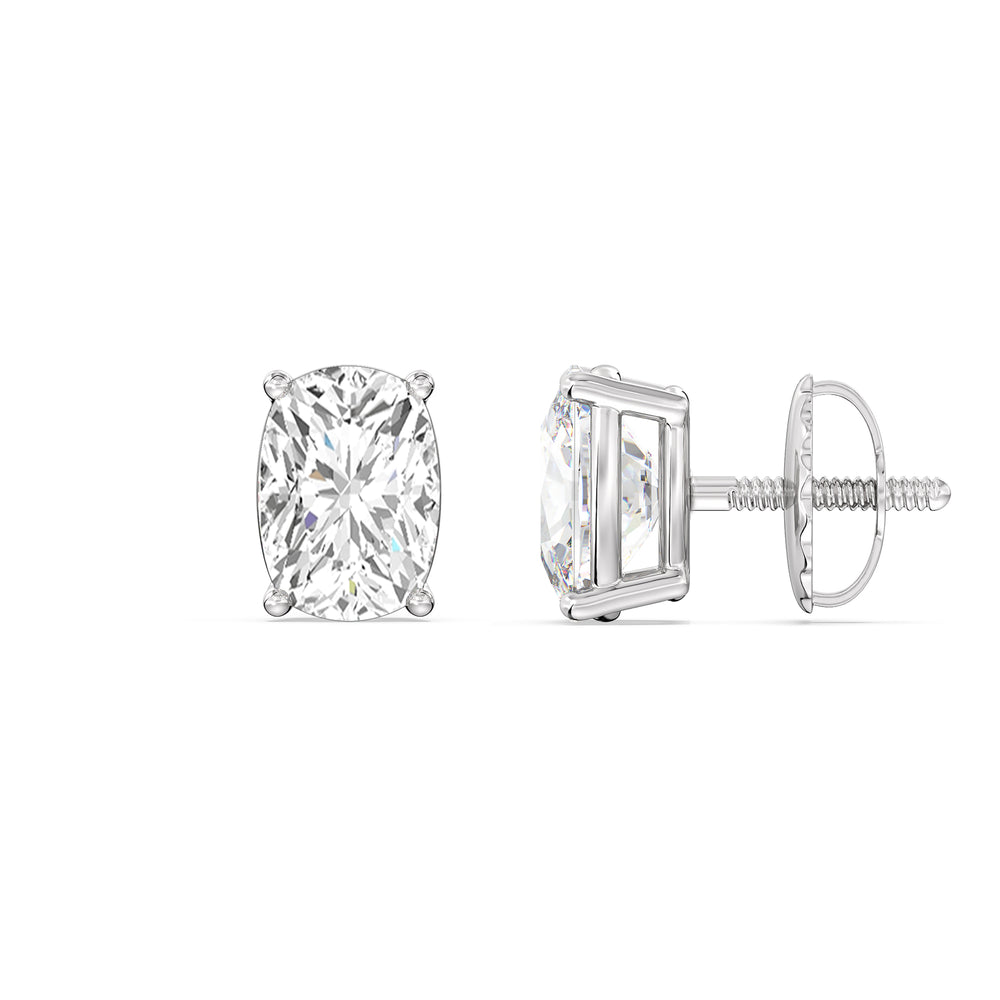 Classic Elongated Cushion Stud Earrings with 14KT White Gold / Lab / 1 1/2 Cut Diamond in 14KT White Gold / Lab / 1 1/2 view 5
