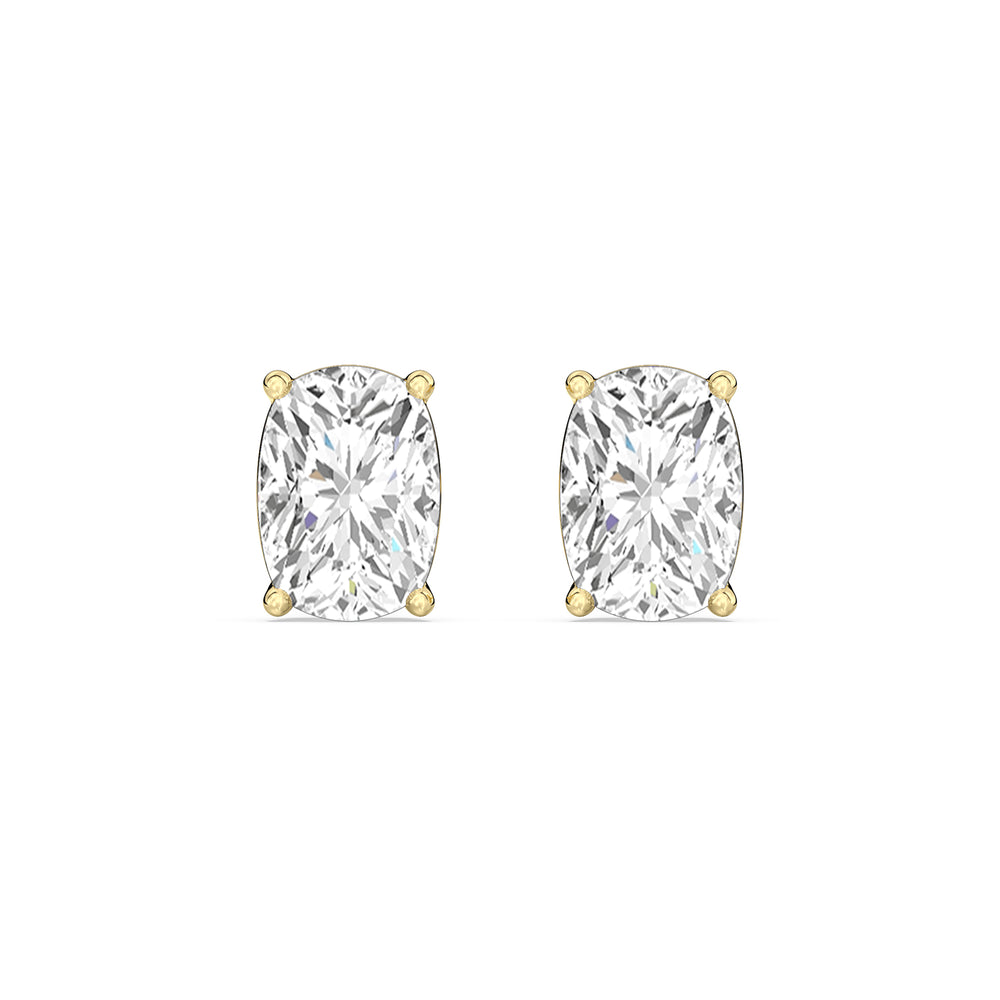 Classic Elongated Cushion Stud Earrings with 14KT Yellow Gold / Lab / 1 1/2 Cut Diamond in 14KT Yellow Gold / Lab / 1 1/2 view 4
