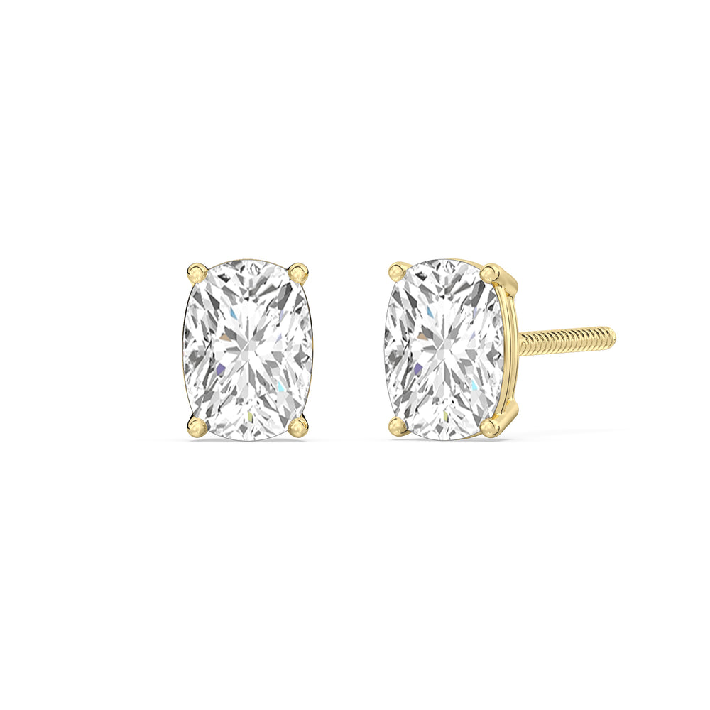 Classic Elongated Cushion Stud Earrings with 14KT Yellow Gold / Lab / 1 1/2 Cut Diamond in 14KT Yellow Gold / Lab / 1 1/2 view 1
