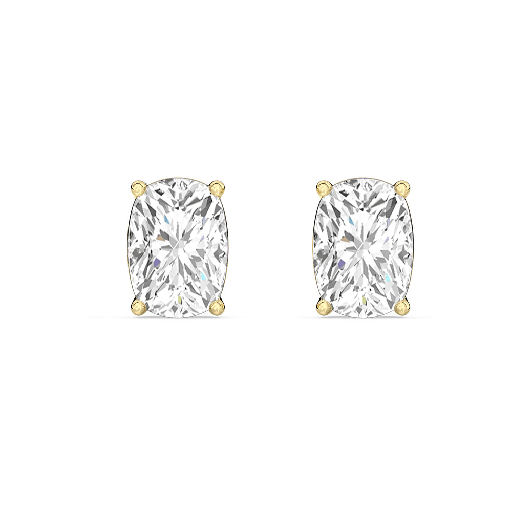 Classic Elongated Cushion Stud Earrings with 14KT Yellow Gold / Lab / 2 Cut Diamond in 14KT Yellow Gold / Lab / 2 view 4
