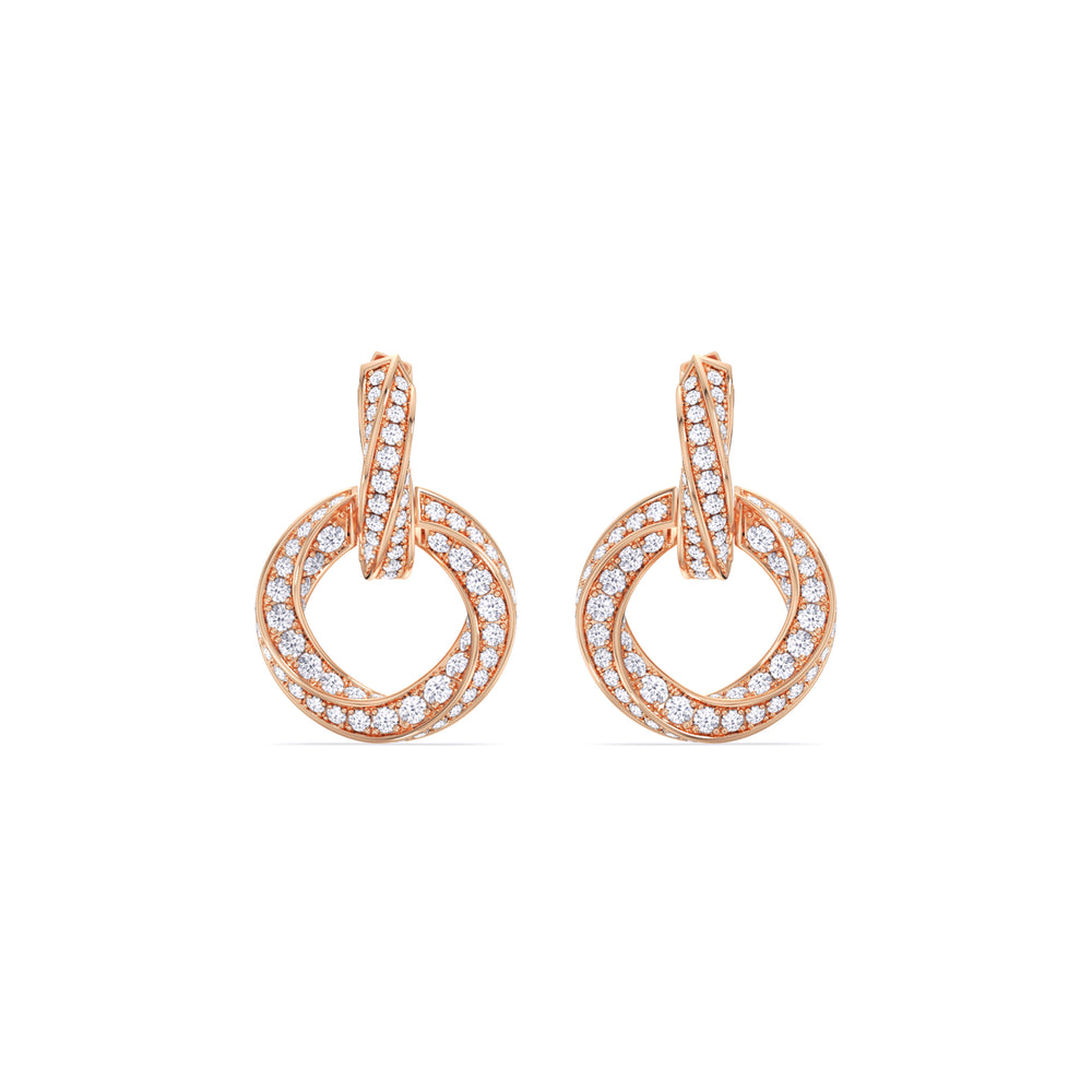 The Bond Double Link Earrings with 18KT Rose Gold / Lab / 2 1/2 Cut Diamond in 14KT Rose Gold / Lab / 2 1/2 view 2
