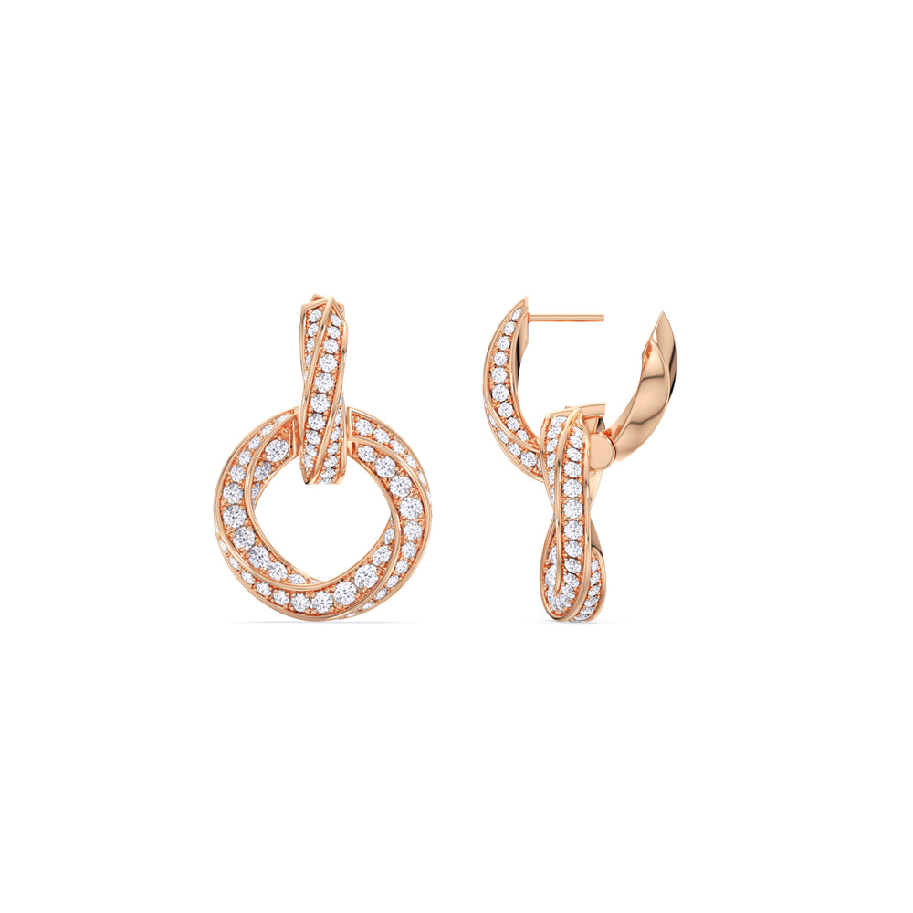 The Bond Double Link Earrings with 18KT Rose Gold / Lab / 2 1/2 Cut Diamond in 14KT Rose Gold / Lab / 2 1/2 view 9
