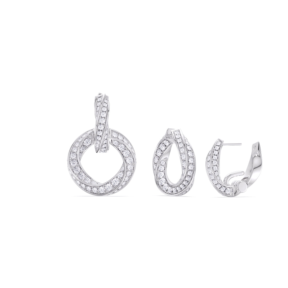 The Bond Double Link Earrings with Platinum / Lab / 2 1/2 Cut Diamond in 14KT Platinum / Lab / 2 1/2 view 3
