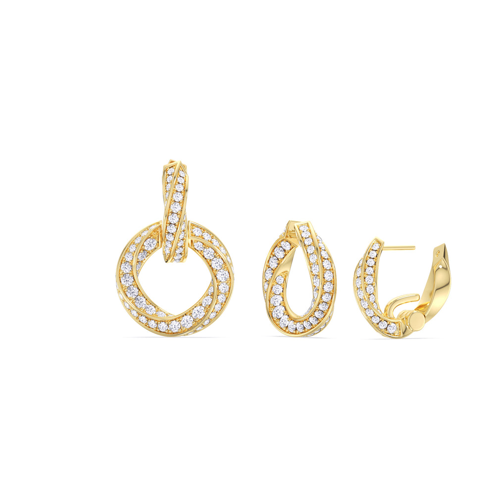 The Bond Double Link Earrings with 18KT Yellow Gold / Lab / 2 1/2 Cut Diamond in 14KT Yellow Gold / Lab / 2 1/2 view 3
