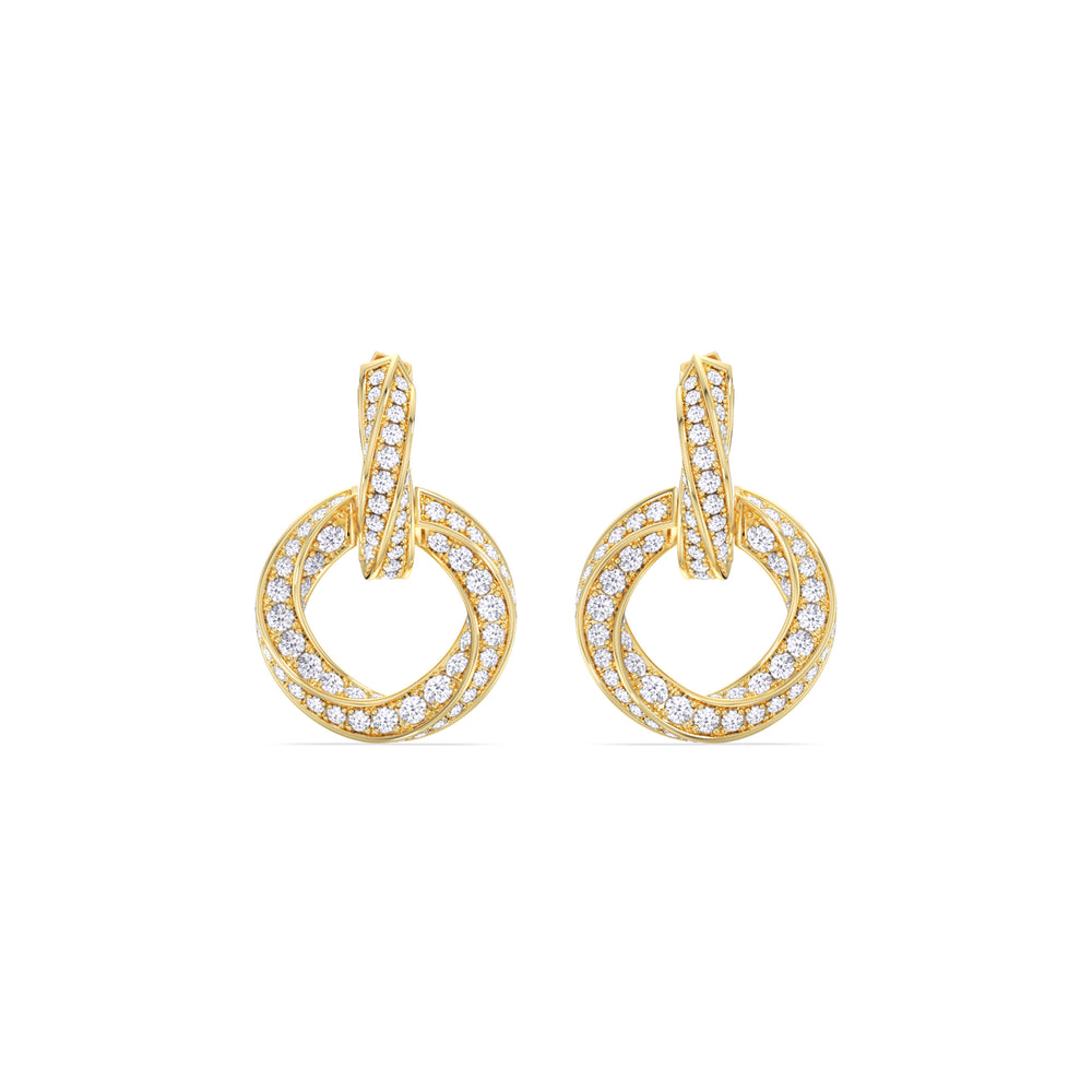 The Bond Double Link Earrings with 18KT Yellow Gold / Lab / 2 1/2 Cut Diamond in 14KT Yellow Gold / Lab / 2 1/2 view 2
