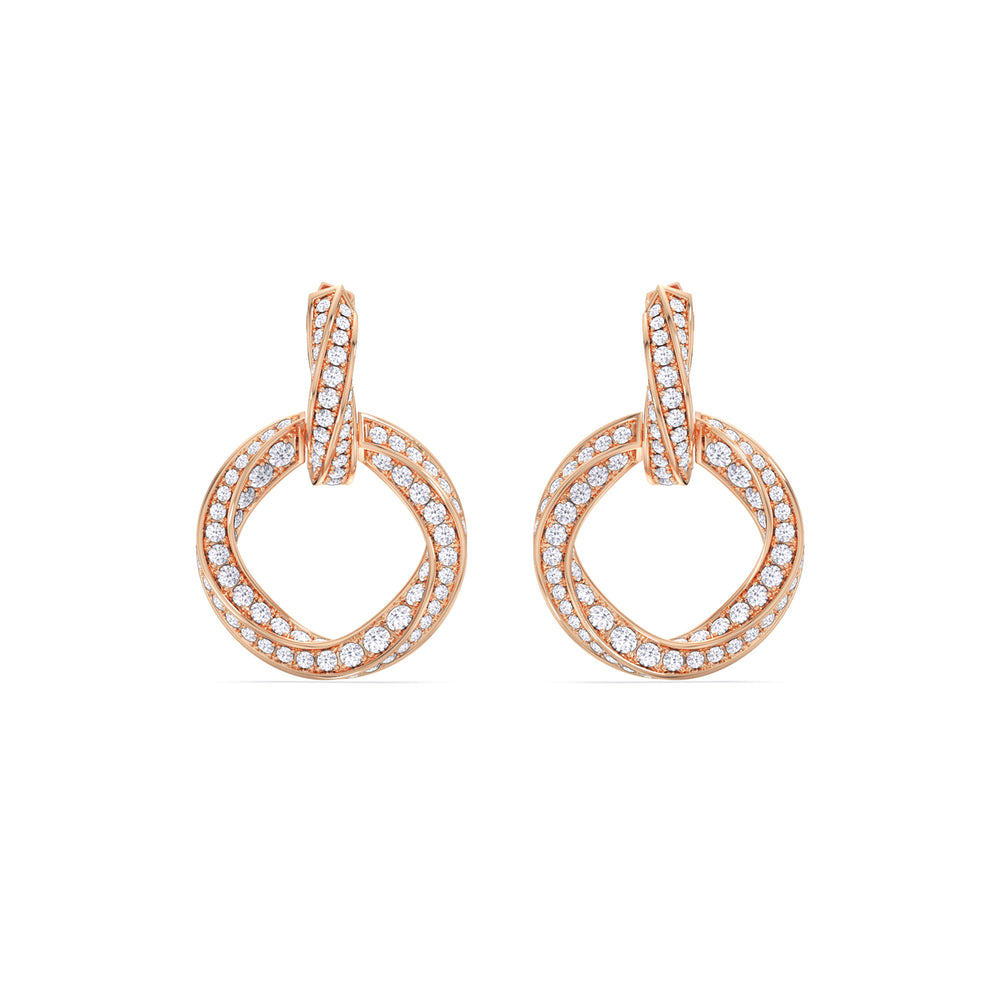 The Bond Double Link Earrings with 18KT Rose Gold / Lab / 3 Cut Diamond in 14KT Rose Gold / Lab / 3 view 2
