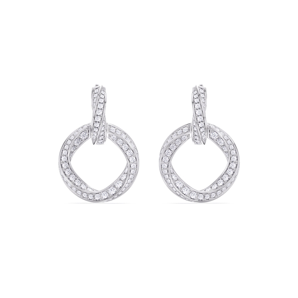 The Bond Double Link Earrings with Platinum / Lab / 3 Cut Diamond in 14KT Platinum / Lab / 3 view 2

