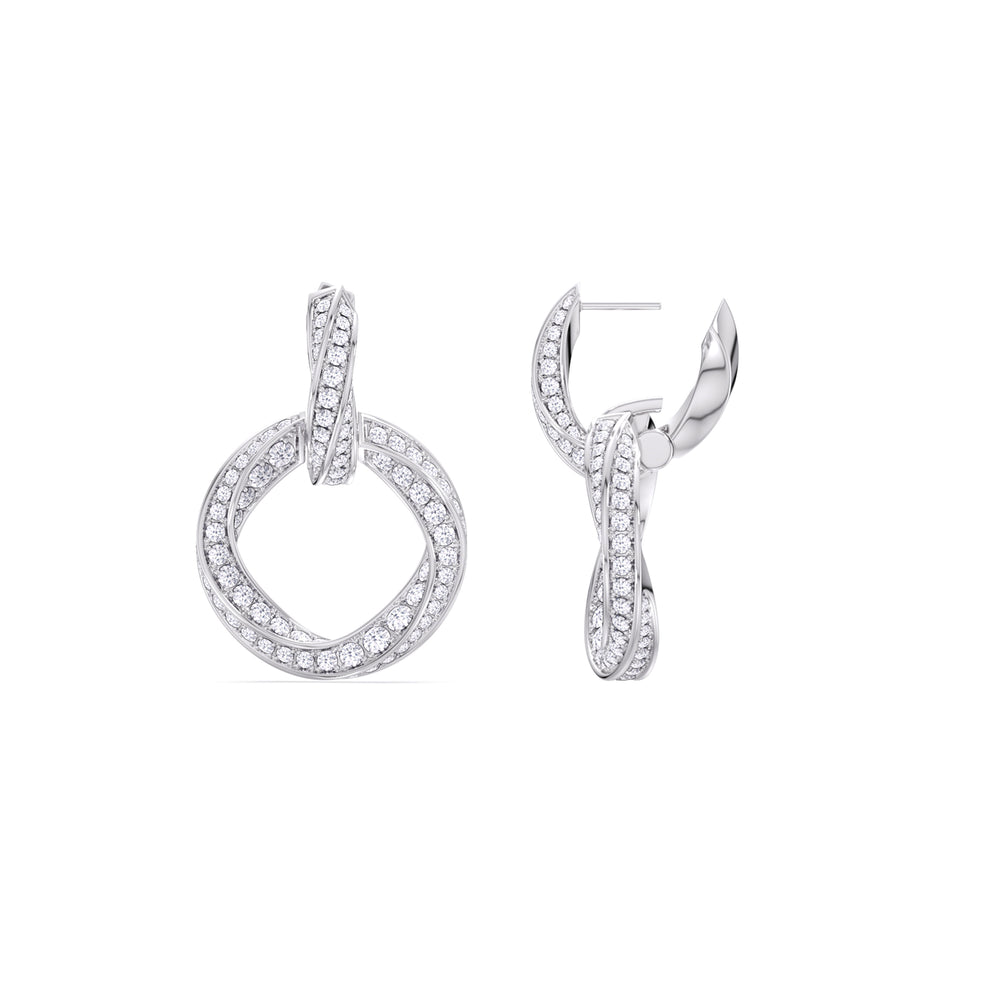 The Bond Double Link Earrings with Platinum / Lab / 3 Cut Diamond in 14KT Platinum / Lab / 3 view 9
