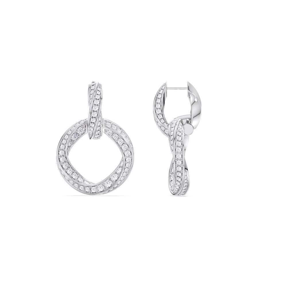 The Bond Double Link Earrings with Platinum / Lab / 3 Cut Diamond in 14KT Platinum / Lab / 3 view 8
