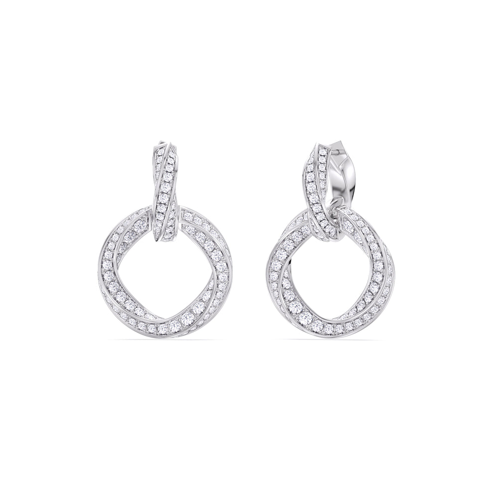 The Bond Double Link Earrings with Platinum / Lab / 3 Cut Diamond in 14KT Platinum / Lab / 3 view 7
