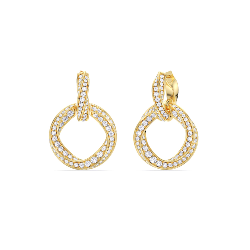 The Bond Double Link Earrings with 18KT Yellow Gold / Lab / 3 Cut Diamond in 14KT Yellow Gold / Lab / 3 view 7
