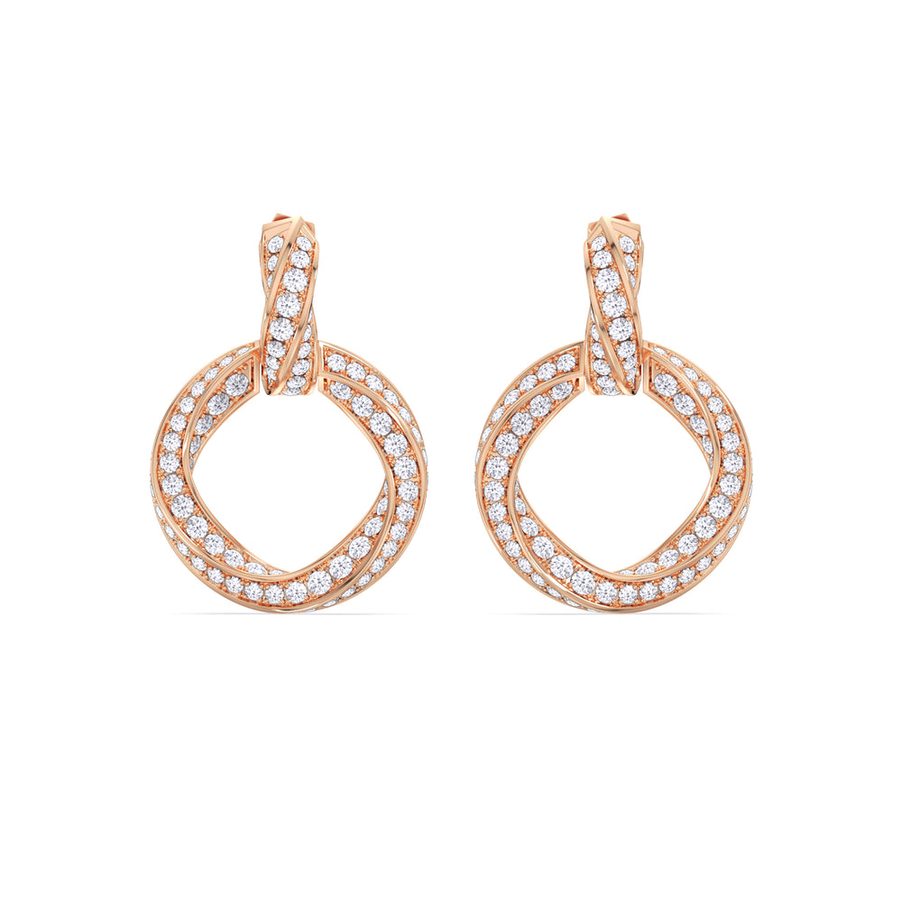 The Bond Double Link Earrings with 18KT Rose Gold / Lab / 4 1/3 Cut Diamond in 14KT Rose Gold / Lab / 4 1/3 view 2
