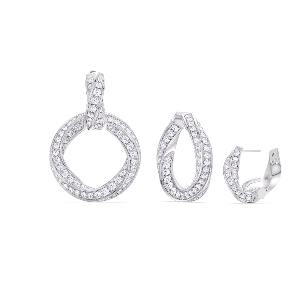 The Bond Double Link Earrings with Platinum / Lab / 4 1/3 Cut Diamond in 14KT Platinum / Lab / 4 1/3 view 3
