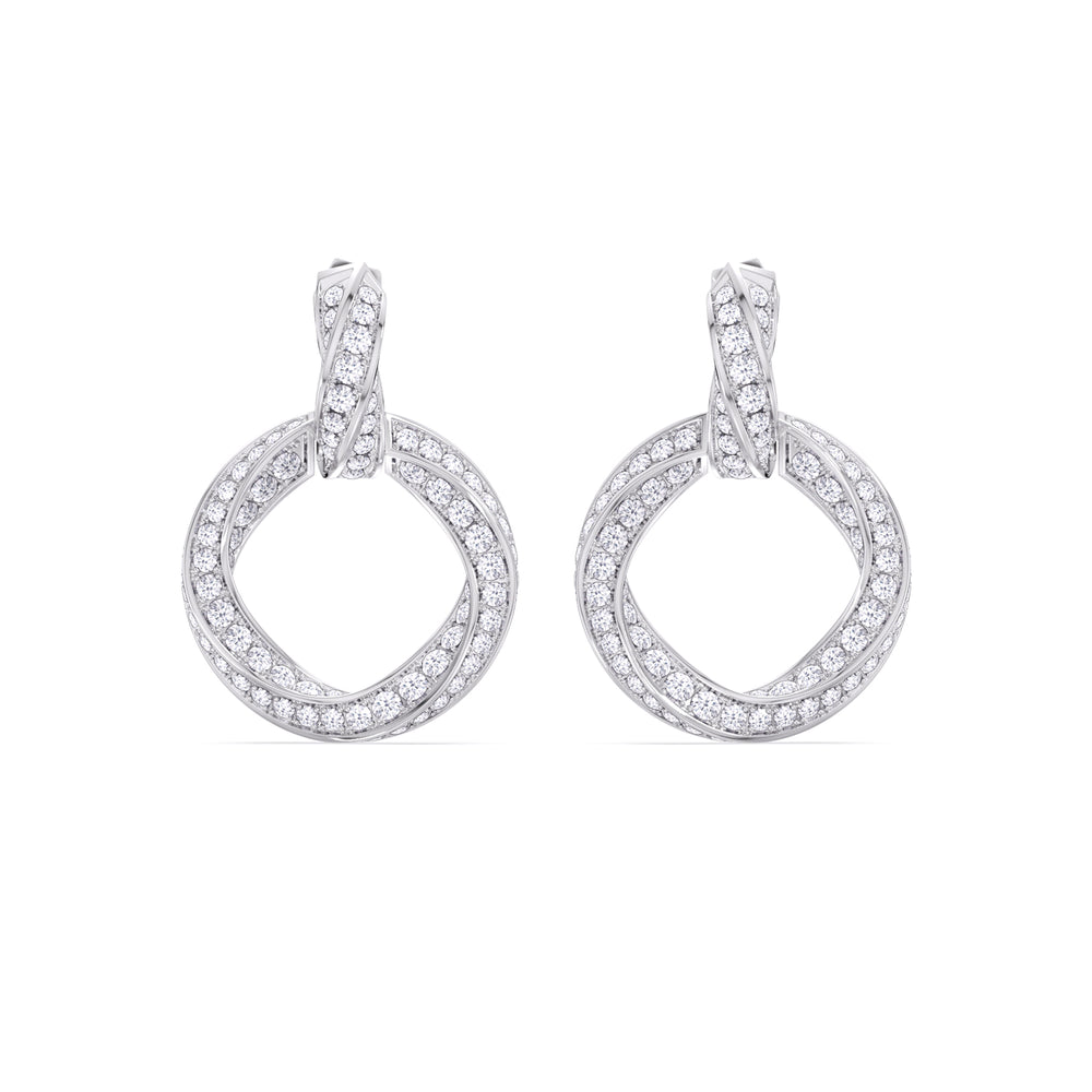 The Bond Double Link Earrings with Platinum / Lab / 4 1/3 Cut Diamond in 14KT Platinum / Lab / 4 1/3 view 2
