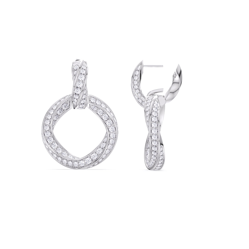 The Bond Double Link Earrings with Platinum / Lab / 4 1/3 Cut Diamond in 14KT Platinum / Lab / 4 1/3 view 9
