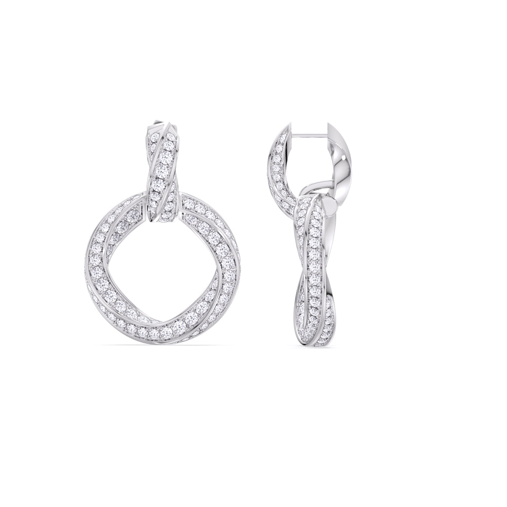 The Bond Double Link Earrings with Platinum / Lab / 4 1/3 Cut Diamond in 14KT Platinum / Lab / 4 1/3 view 8
