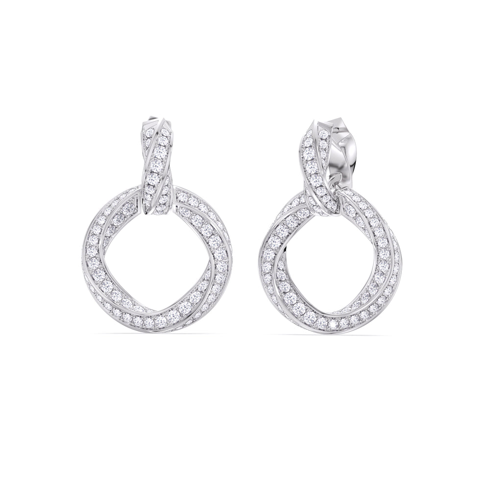 The Bond Double Link Earrings with Platinum / Lab / 4 1/3 Cut Diamond in 14KT Platinum / Lab / 4 1/3 view 7
