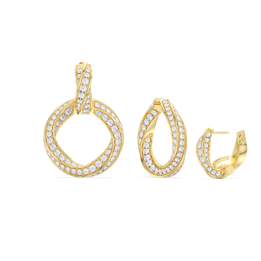 The Bond Double Link Earrings with 18KT Yellow Gold / Lab / 4 1/3 Cut Diamond in 14KT Yellow Gold / Lab / 4 1/3 view 3
