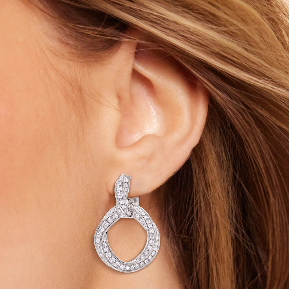 The Bond Double Link Earrings with 18KT Rose Gold / Lab / 4 1/3 Cut Diamond in 14KT Rose Gold / Lab / 4 1/3 view 4
