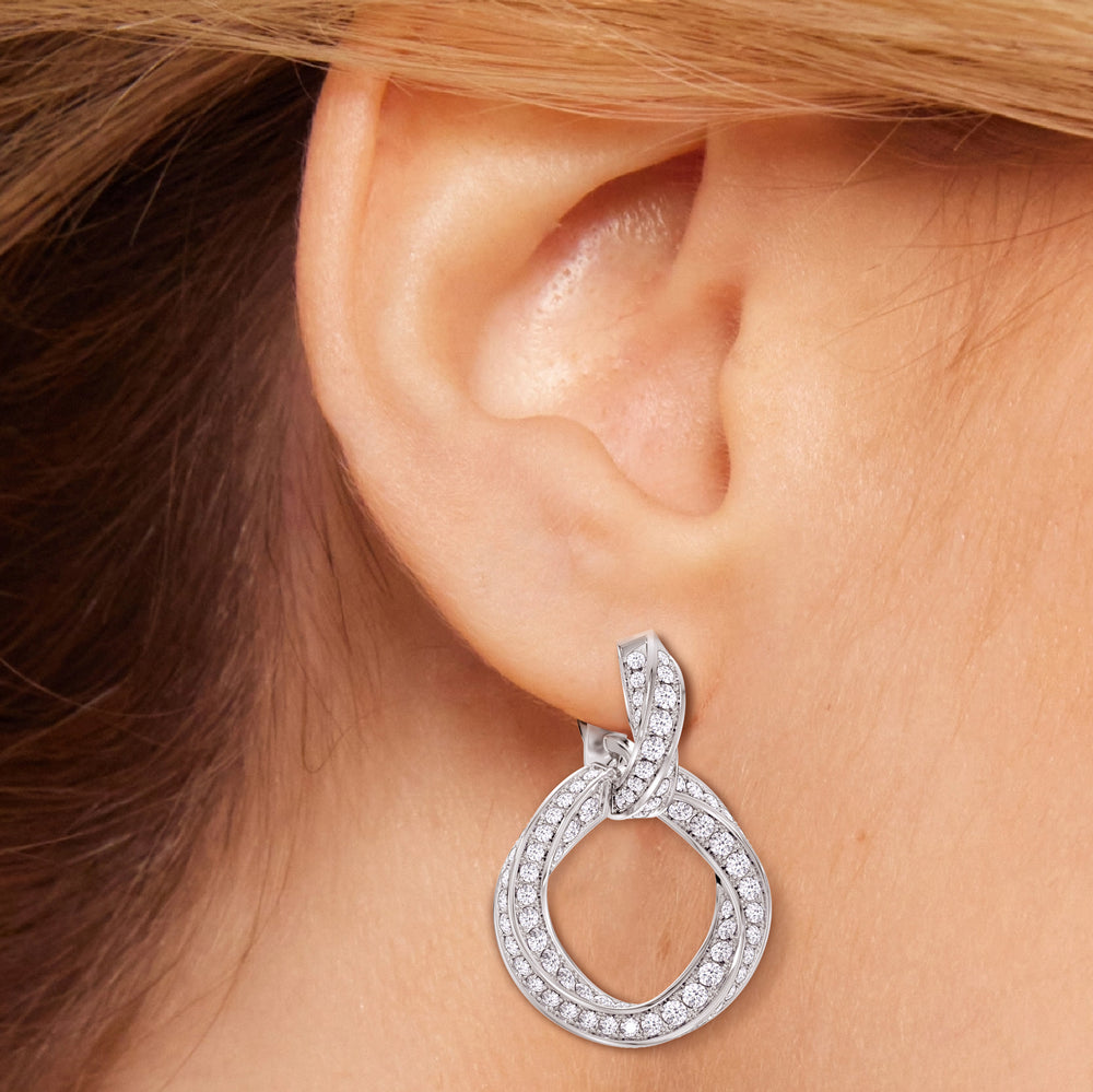 The Bond Double Link Earrings with Platinum / Lab / 4 1/3 Cut Diamond in 14KT Platinum / Lab / 4 1/3 view 5
