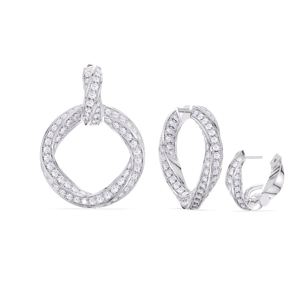 The Bond Double Link Earrings with Platinum / Lab / 5 3/4 Cut Diamond in 14KT Platinum / Lab / 5 3/4 view 3

