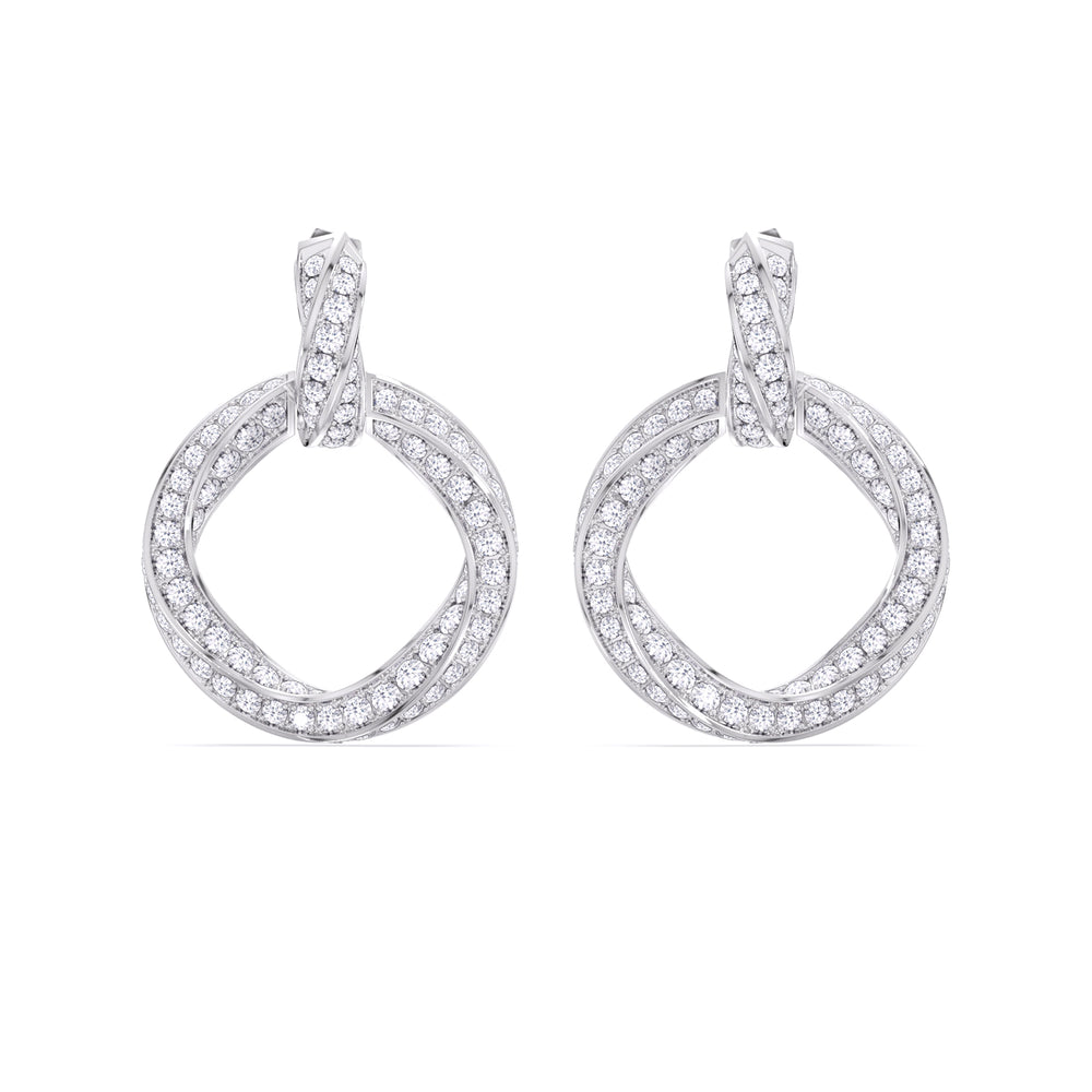 The Bond Double Link Earrings with Platinum / Lab / 5 3/4 Cut Diamond in 14KT Platinum / Lab / 5 3/4 view 2
