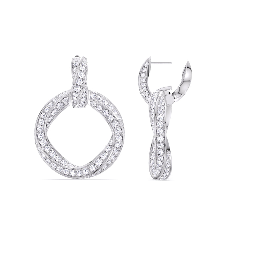 The Bond Double Link Earrings with Platinum / Lab / 5 3/4 Cut Diamond in 14KT Platinum / Lab / 5 3/4 view 9
