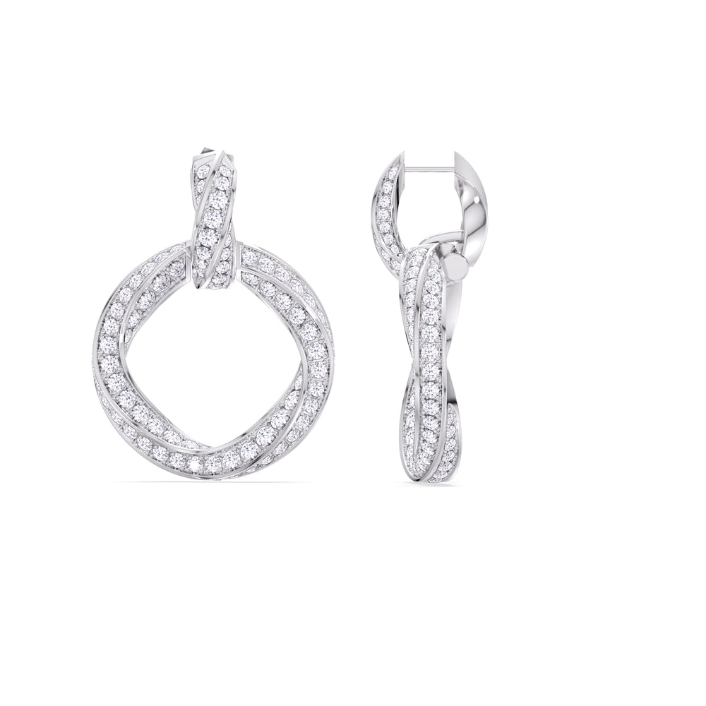 The Bond Double Link Earrings with Platinum / Lab / 5 3/4 Cut Diamond in 14KT Platinum / Lab / 5 3/4 view 8
