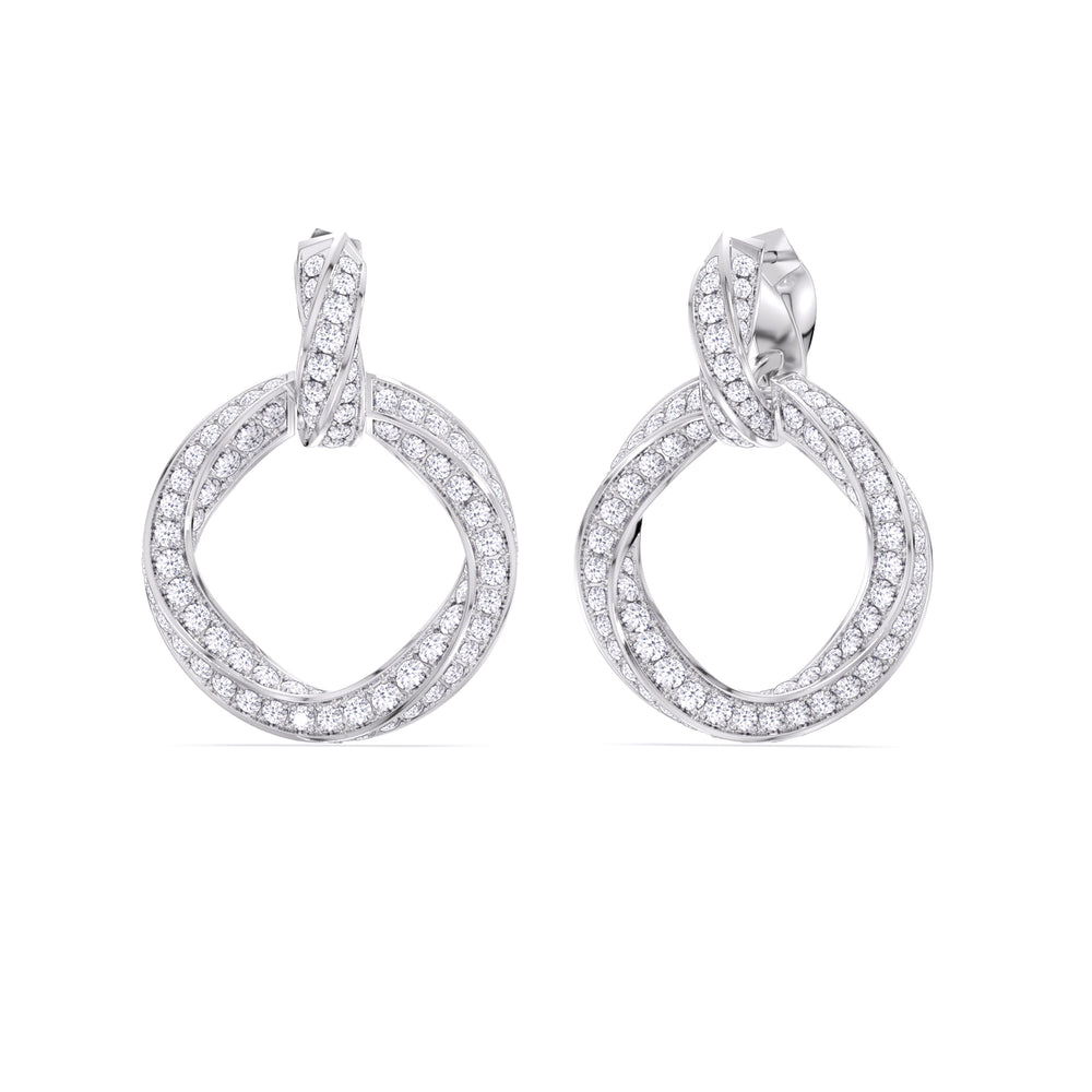 The Bond Double Link Earrings with Platinum / Lab / 5 3/4 Cut Diamond in 14KT Platinum / Lab / 5 3/4 view 7
