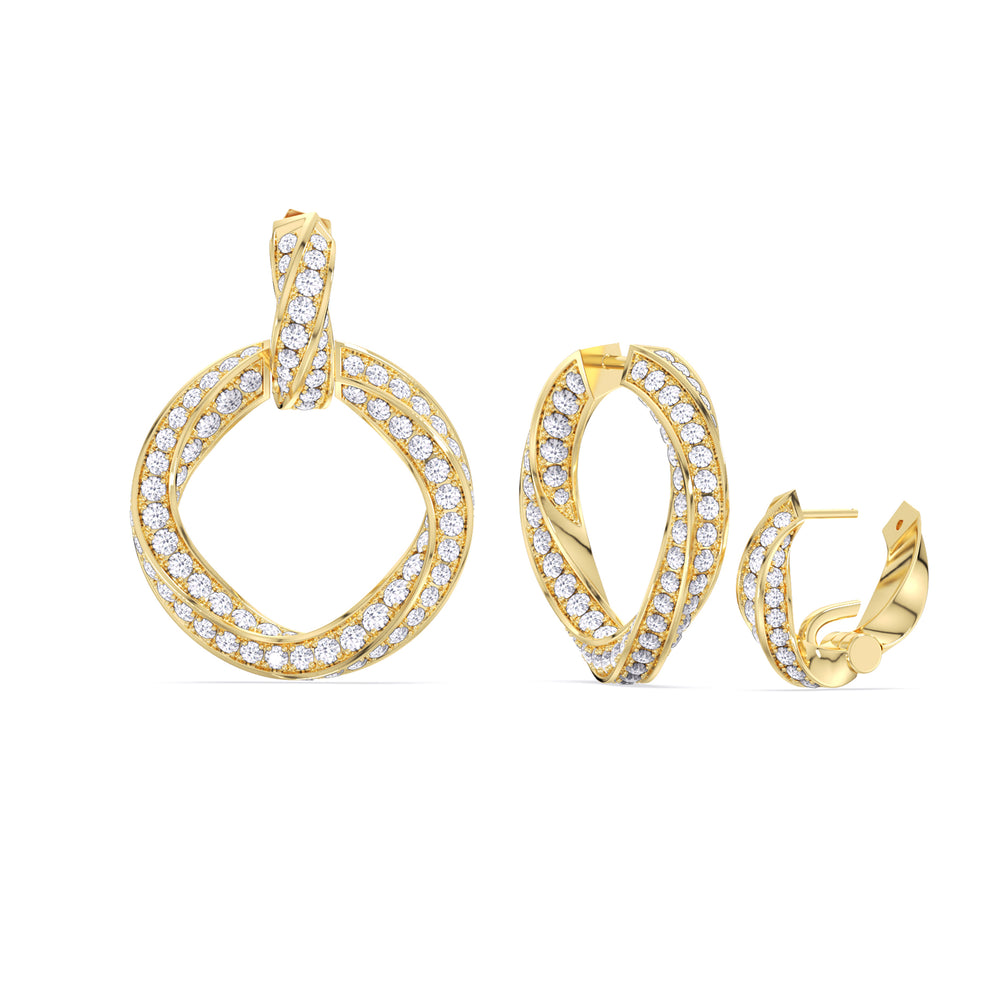 The Bond Double Link Earrings with 18KT Yellow Gold / Lab / 5 3/4 Cut Diamond in 14KT Yellow Gold / Lab / 5 3/4 view 3
