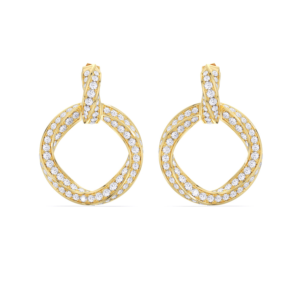 The Bond Double Link Earrings with 18KT Yellow Gold / Lab / 5 3/4 Cut Diamond in 14KT Yellow Gold / Lab / 5 3/4 view 2
