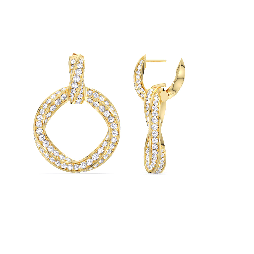 The Bond Double Link Earrings with 18KT Yellow Gold / Lab / 5 3/4 Cut Diamond in 14KT Yellow Gold / Lab / 5 3/4 view 9
