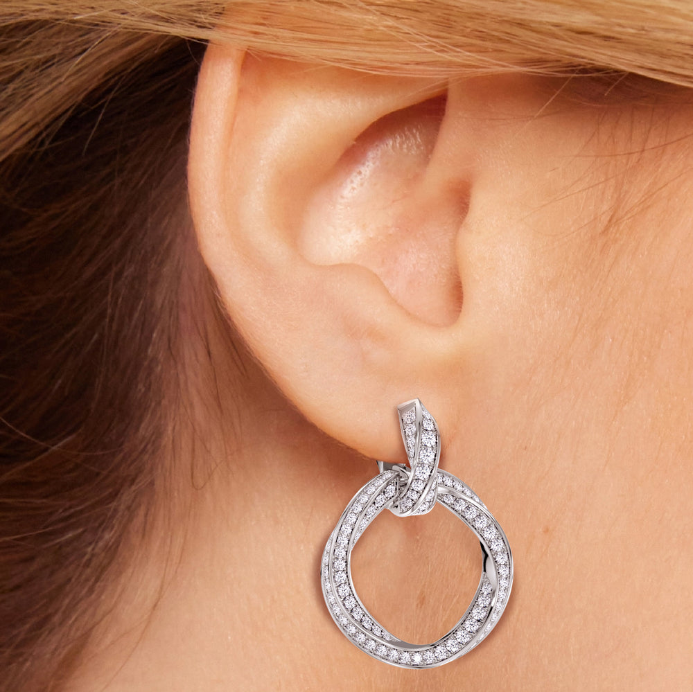 The Bond Double Link Earrings with Platinum / Lab / 5 3/4 Cut Diamond in 14KT Platinum / Lab / 5 3/4 view 5
